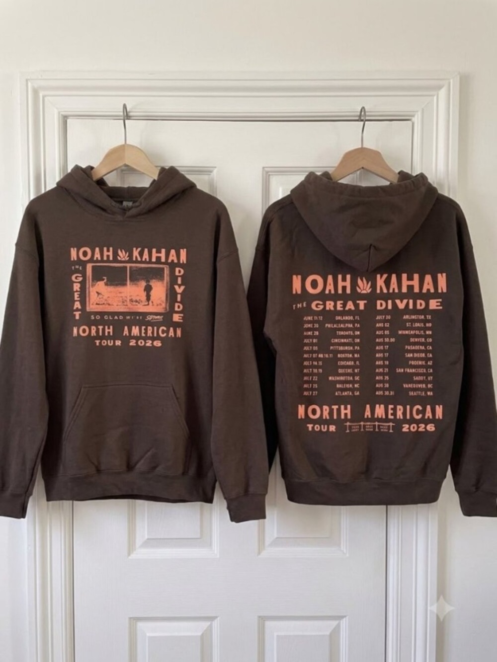 Dark Chocolate Hoodie with Coral Tour Graphics